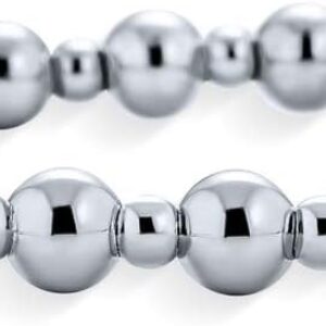 925 Silver Round 3mm and 5mm Alternating Size Ball Bead Stretch Bracelet Fits Up to 7.5 Inch Wrist