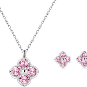 Women’s Clover Birthstone Jewellery Set in 925 Sterling Silver