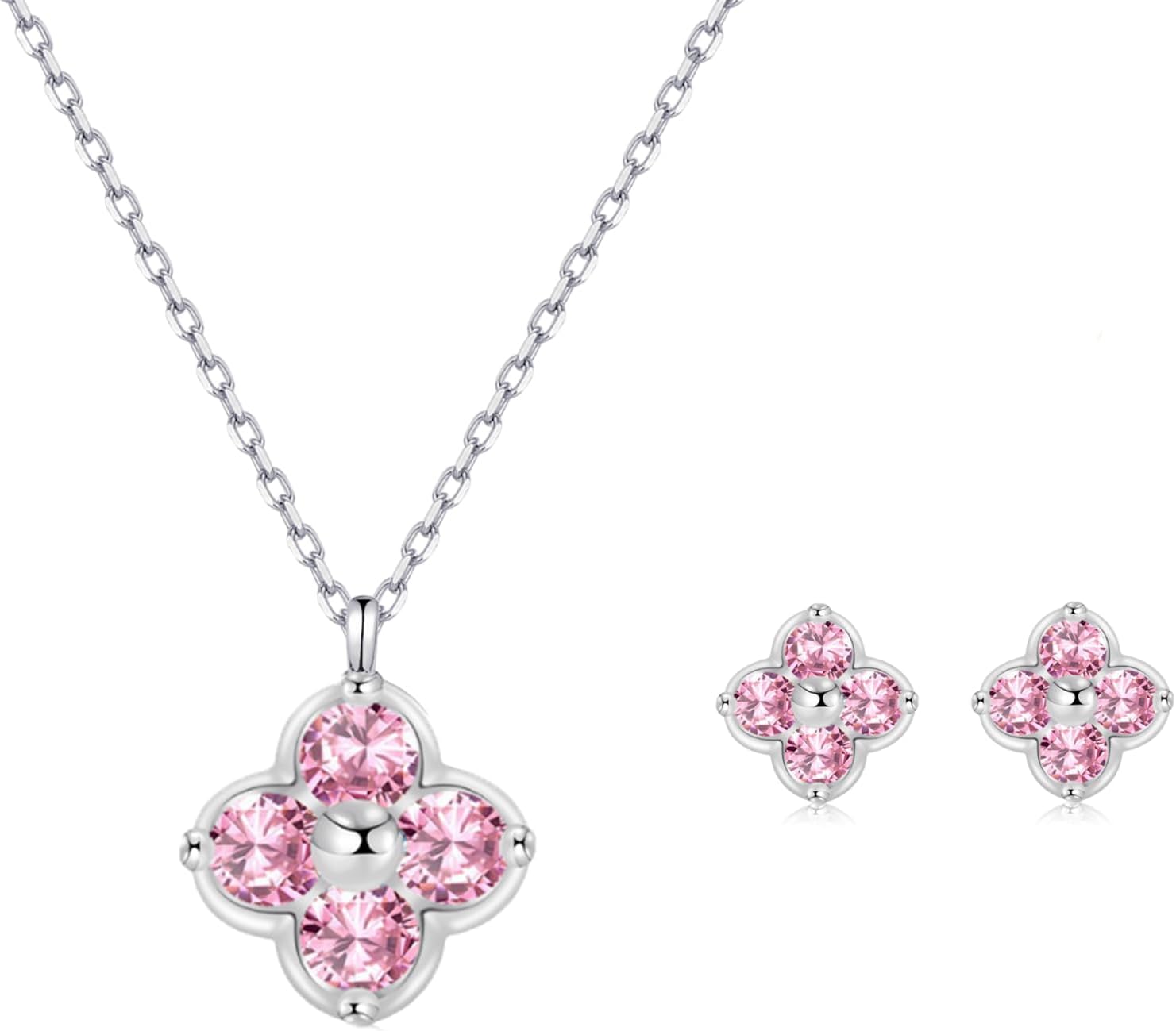 Women's Clover Birthstone Jewellery Set in 925 Sterling Silver
