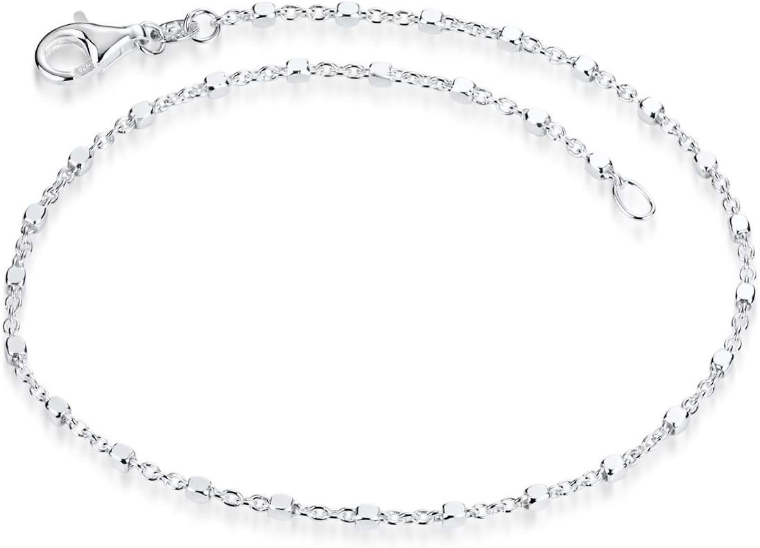 SA-119 Women's Fine Bracelet 925 Silver Cube Chain 1.6 mm Bracelet