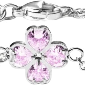 Purelei Cuore Rosé Bracelet – Waterproof & Adjustable | Stainless Steel Bracelet with Clover & Rose Cubic Zirconia | 14K Gold Plating & 18K Rose Gold | Symbol of Happiness & Love