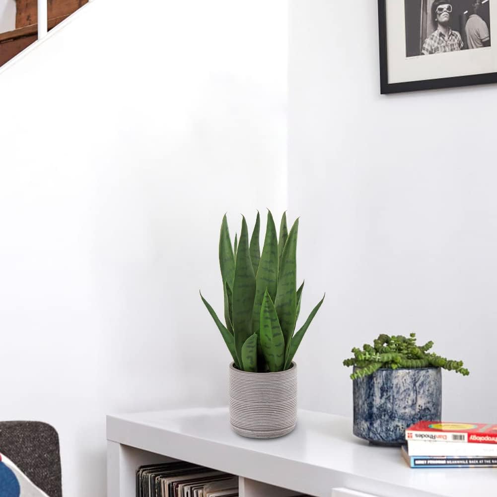 Briful Sanseveria Artificial Indoor Plant Decorative Plant Height 40 cm in Cement Pot – Bild 7