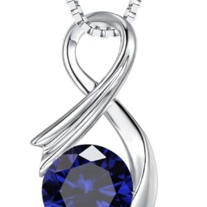 Women's 925 Silver Necklace with Pendant, 925 Sterling Silver Necklace with AAAAA Cubic Zirconia, 45 + 5 cm Silver Chain with Zirconia Pendant, Love Gifts for Her for Birthday, Christmas