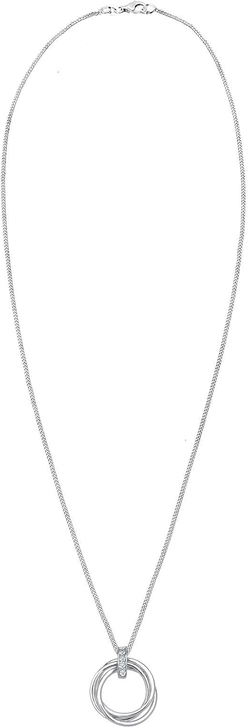 Elli DIAMONDS Halskette Damen Kreis Trio Anhänger mit Diamant (0.025 ct.) in 925 Sterling Silber – Bild 3