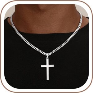 SLOONG Men's Cross Chain Silver 5 mm Wide 41/46/51/56 cm