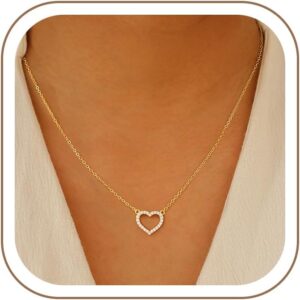 Turandoss Halskette Damen Gold, Klein Kette Herz Gold Damen Mädchen