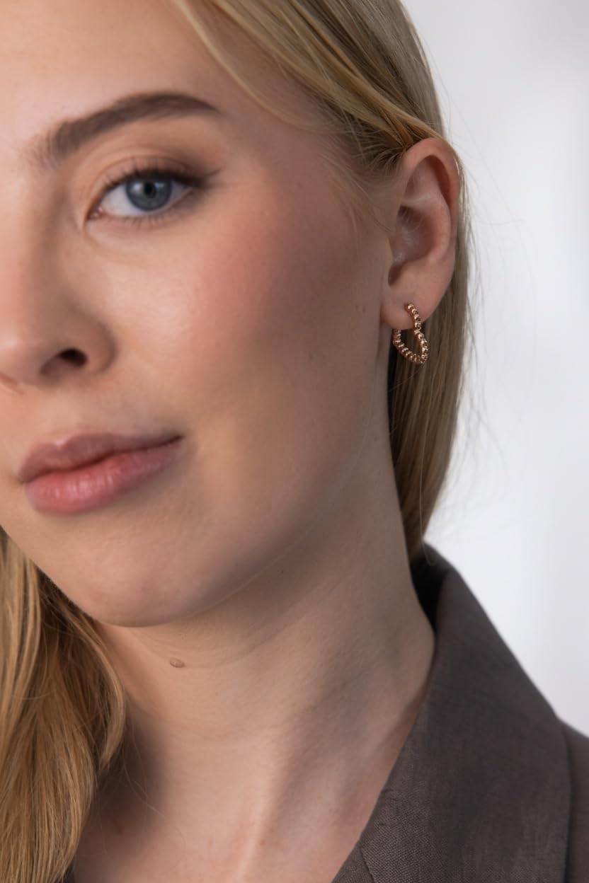 Purelei Bubble Heart Hoop Earrings - Waterproof | Heart Shaped Hoop Earrings with Ball Structure Made of Stainless Steel | 14K Gold Plating, Silver & 18K Rose Gold Plating | Playful Statement Earrings – Bild 2