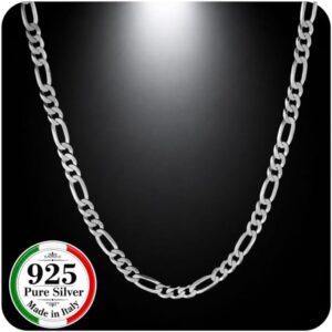 QUADRI – Elegant Men’s Figaro Necklace – Silver Chain Men’s 925 Silver – Standard and Deluxe Box – Width 5 mm – Plate Chain Length 41-66 cm – Chain Made in Italy