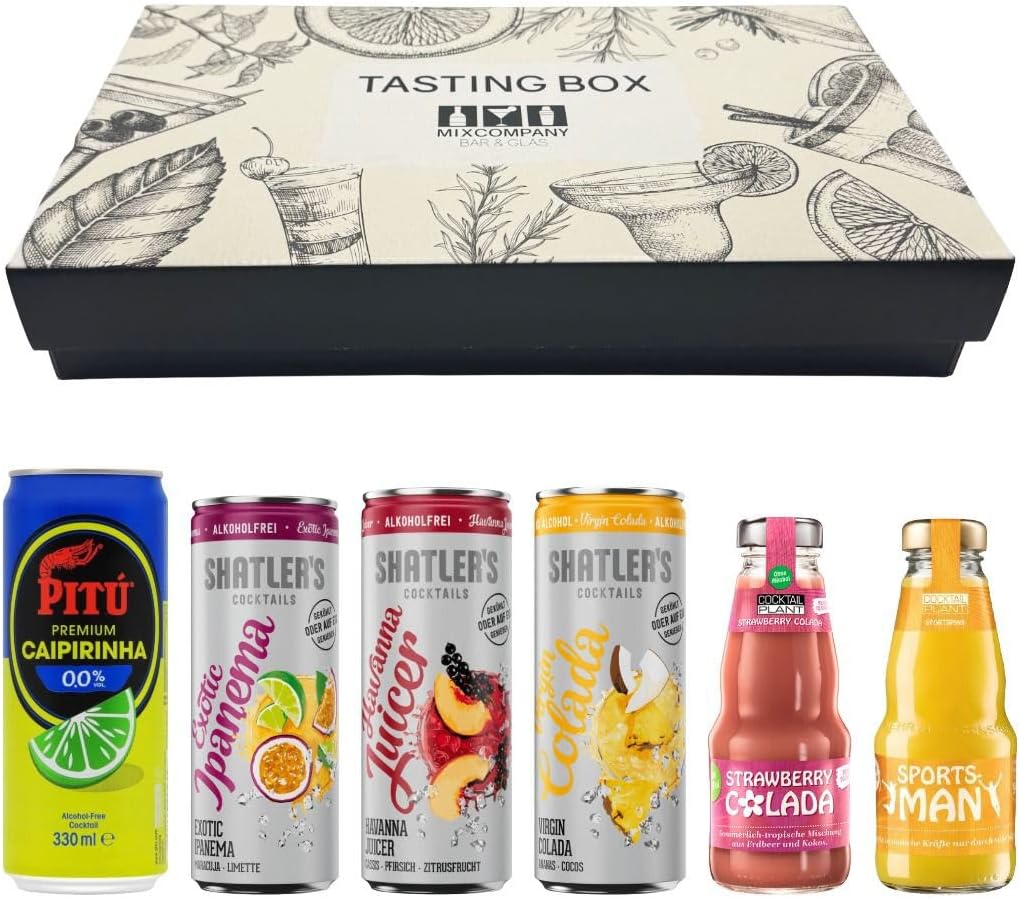 Tasting Box - Alcohol-free Cocktails | Set of 6 Ready-to-Drink | Shatler's, PITÚ, Cocktail Plant | Includes Deposit | Reusable | Gift Box – Bild 2
