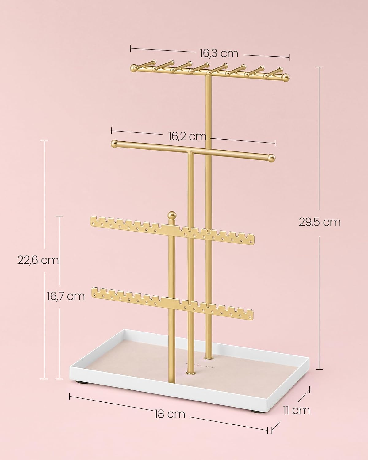 SONGMICS Jewellery Stand, Jewellery Holder, Metal Frame, Jewellery Tray – Bild 5