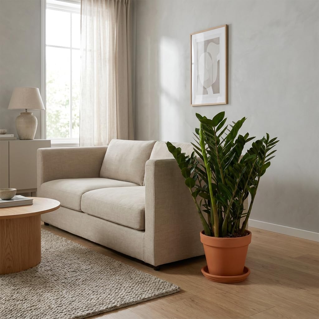 Bloomique - Zamioculcas Zamiifolia - Lucky Feather - Large Indoor Plants - Very Easy Care - Purifies Air - Height 80-90 cm - Pot 21 cm – Bild 3