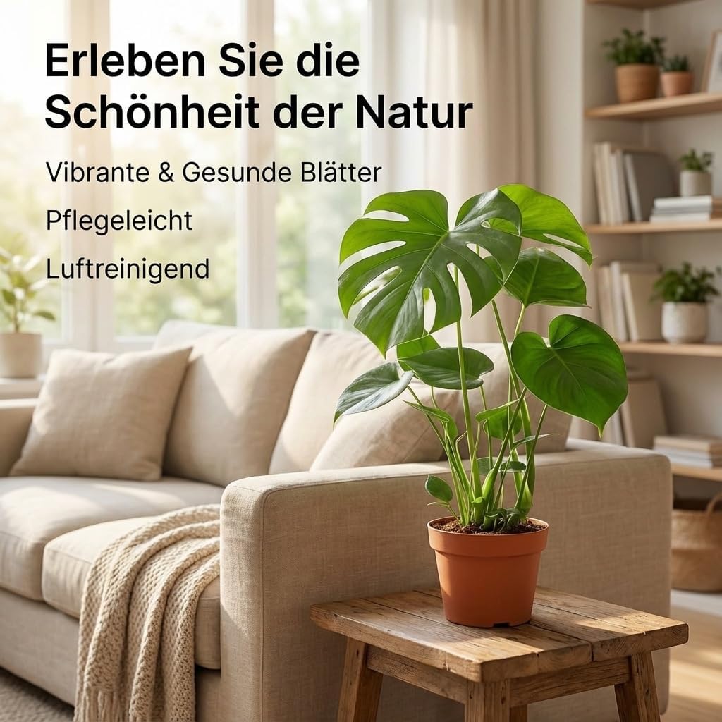 Monstera deliciosa | Set of 2 | Window Leaf | Approx. 55-70 cm | Diameter 12-15 cm Pot | Easy Care Indoor Plants for Home and Office | Quality from Plant Professional | Ideal Room Greenery – Bild 2