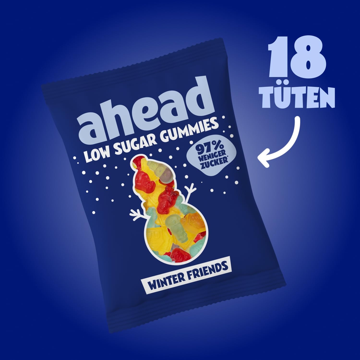 ahead Winter Friends Gummy Bears | Winter Fruit Gum 18 × 50 g | Gummy Bears without Added Sugar | Only 1 g Sugar & 78 kcal per 50 g | Low Calorie Sweets & High Fibre – Bild 4