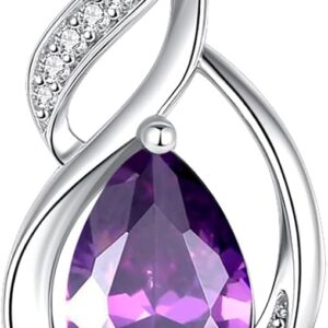 FANCIME Double Twist Infinity Birthstone Chain for Women 925 Sterling Silver Infinity Drop Birthstone Pendant Necklace Jewellery Gifts for Women Girls Chain Length: 40 + 5 cm