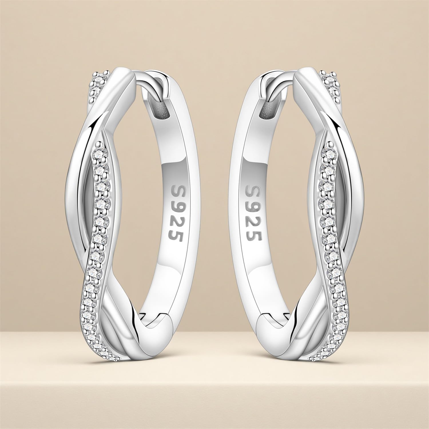 Zirkonia 925 Sterling Silber Ohrringe Damen Creolen Silber Creolen Damen Earrings For Women Geschenke für Frauen, Mütter und ihre Lieben – Bild 5