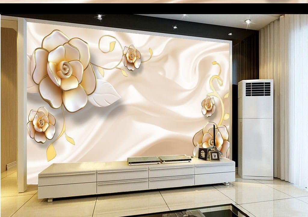 Non-Woven Photo Wallpaper Wall Pictures 3D Gold Decoration Rose Wallpaper 1520 (200 (W) x 140 (H) cm) – Bild 5