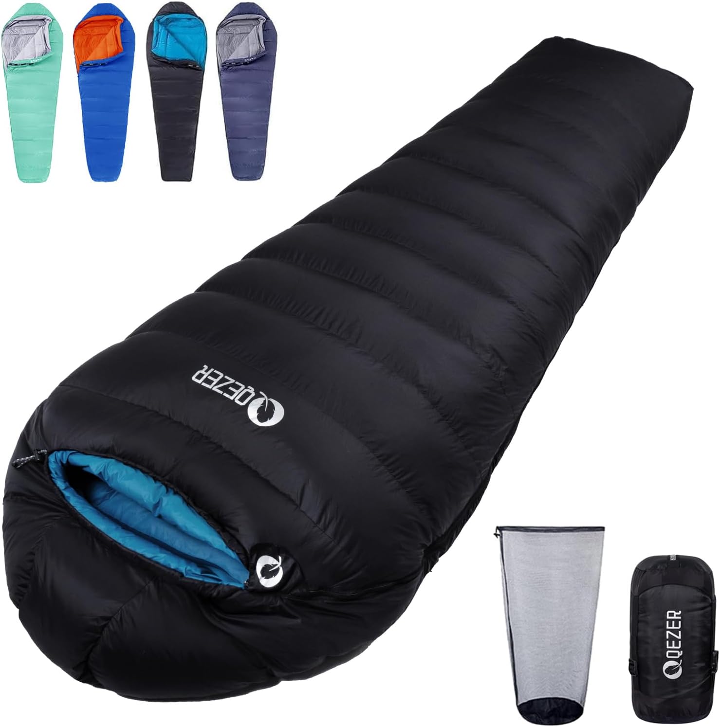 Down Sleeping Bag, Warm Lightweight Winter Sleeping Bag 0 °C to -23 °C for Adults and Children, 4 Seasons, Camping, Outdoor and Indoor