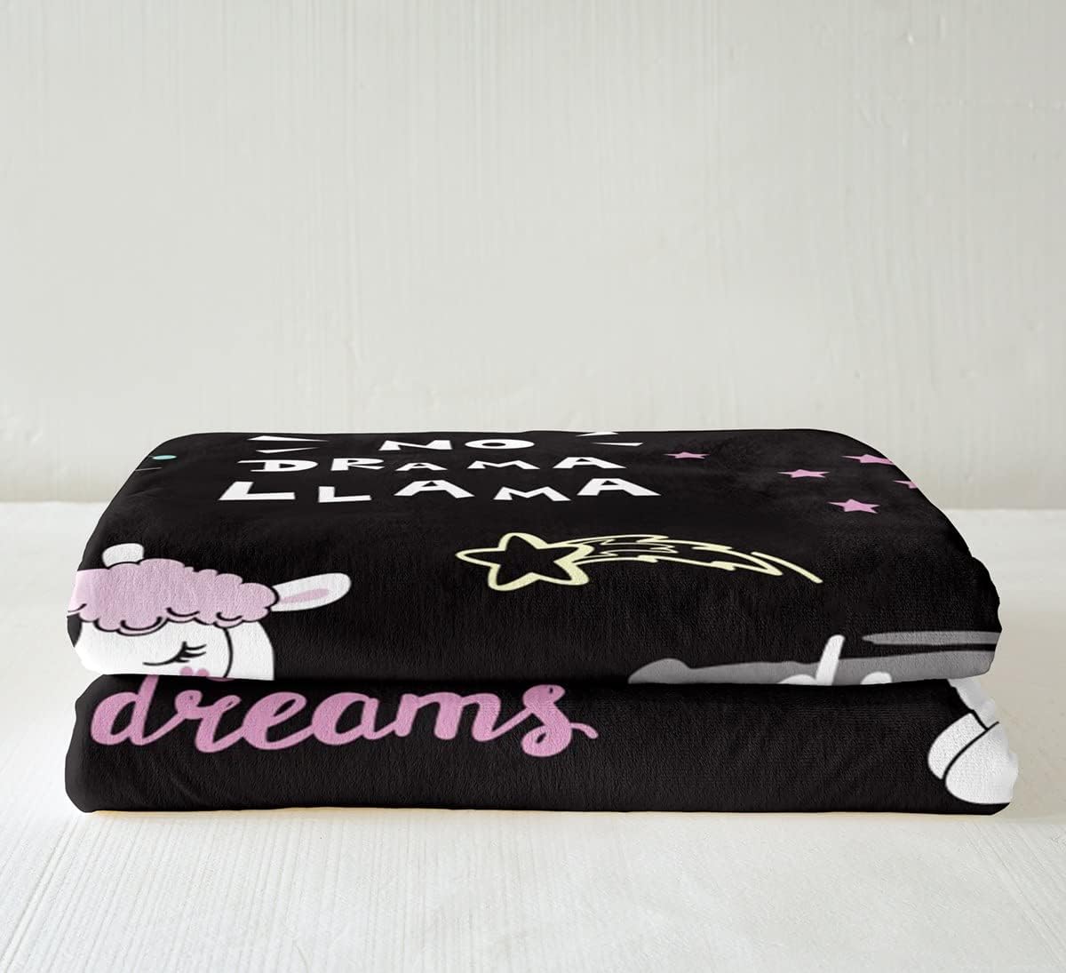 Loussiesd Cute Llama Cuddly Blanket Cartoon Llama Alpaca Blanket 150 x 200 cm Constellation Starry Sky Flannel Fleece Blanket for Sofa Beautiful Animal Theme Couch Blanket – Bild 4