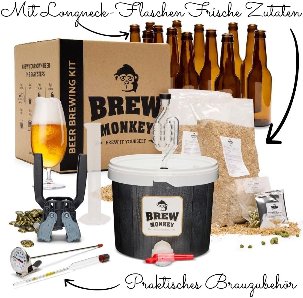 Brew Monkey Beer Brewing Set Helles | Luxe Set 5 Litres Beer | 6.4% Vol. | Beer Brewing Set | Men's Gifts | Beer Gifts for Men | Birthday Gift for Men | Gifts for Dad – Bild 2