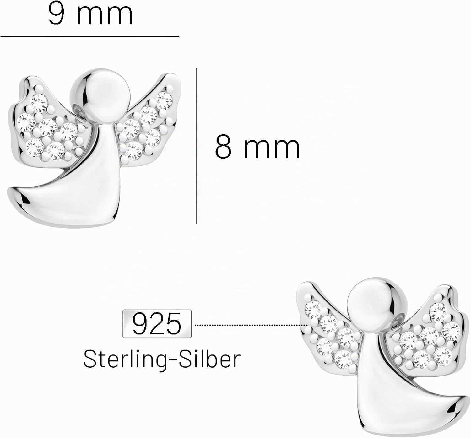 SOFIA MILANI - Women's Earrings 925 Silver with Zirconia Stones - Angel Real Stud Earrings – Bild 4