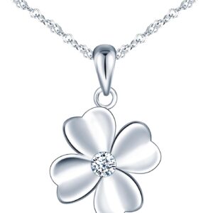 Women’s Necklace with Lucky Charm Clover Chain Four Leaf Pendant Made of 925 Silver Necklace for Women Valentine’s Day Mother’s Day