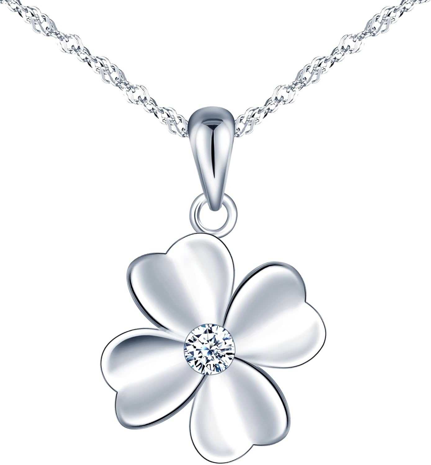 Women's Necklace with Lucky Charm Clover Chain Four Leaf Pendant Made of 925 Silver Necklace for Women Valentine's Day Mother's Day