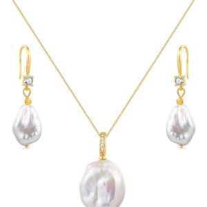 YAMI Barockperlen Schmuckset für Damen, Perlenkette und Ohrringe