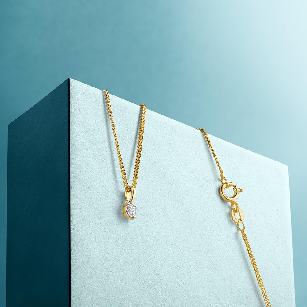 MIORE Schmuck, Kette Damen Silber 925, Kettenanhänger Weißgold/Gelbgold 9K 375 9kt mit Diamant 0.15/0.25 Ct, Echt Gold Anhänger, Gliederkette Silber, Silberkette, Damen Schmuck Handgemacht – Bild 3