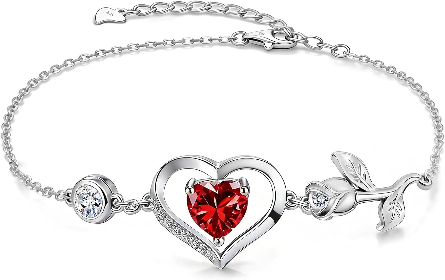 Women's S925 Silver Bracelet with I Love You.