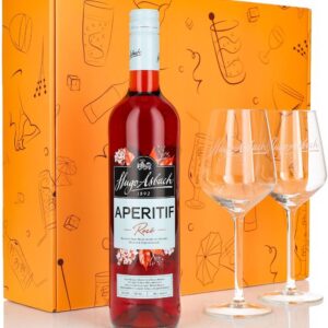 Sipply Gift Set 3-Piece with 2 Balloon Glass Sprays and 1 Bottle Hugo Asbach Aperitif 0.75 L 15% with Gift Box Orange Gift for Women Men Mum Dad Girlfriend for Christmas Easter