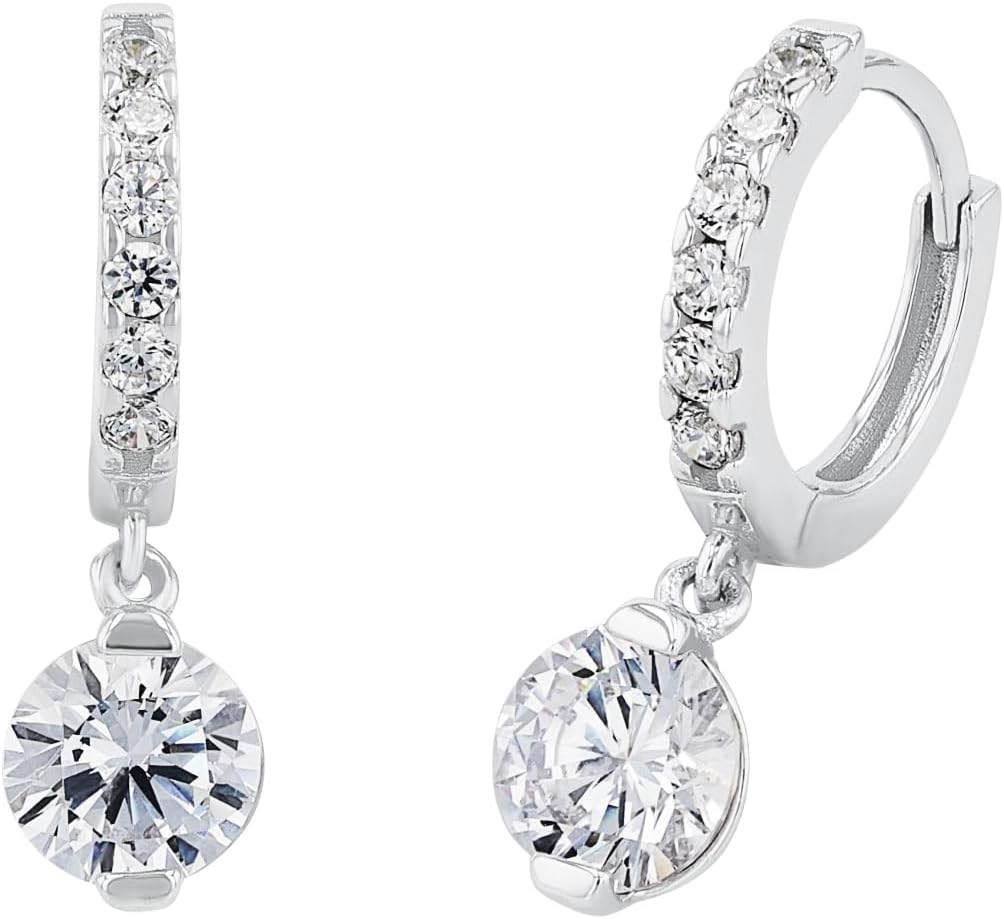 Amor 2023071 Women's Creole Earrings 925 Sterling Silver with Synthetic Zirconia 2.1 cm Silver Comes in Jewellery Gift Box