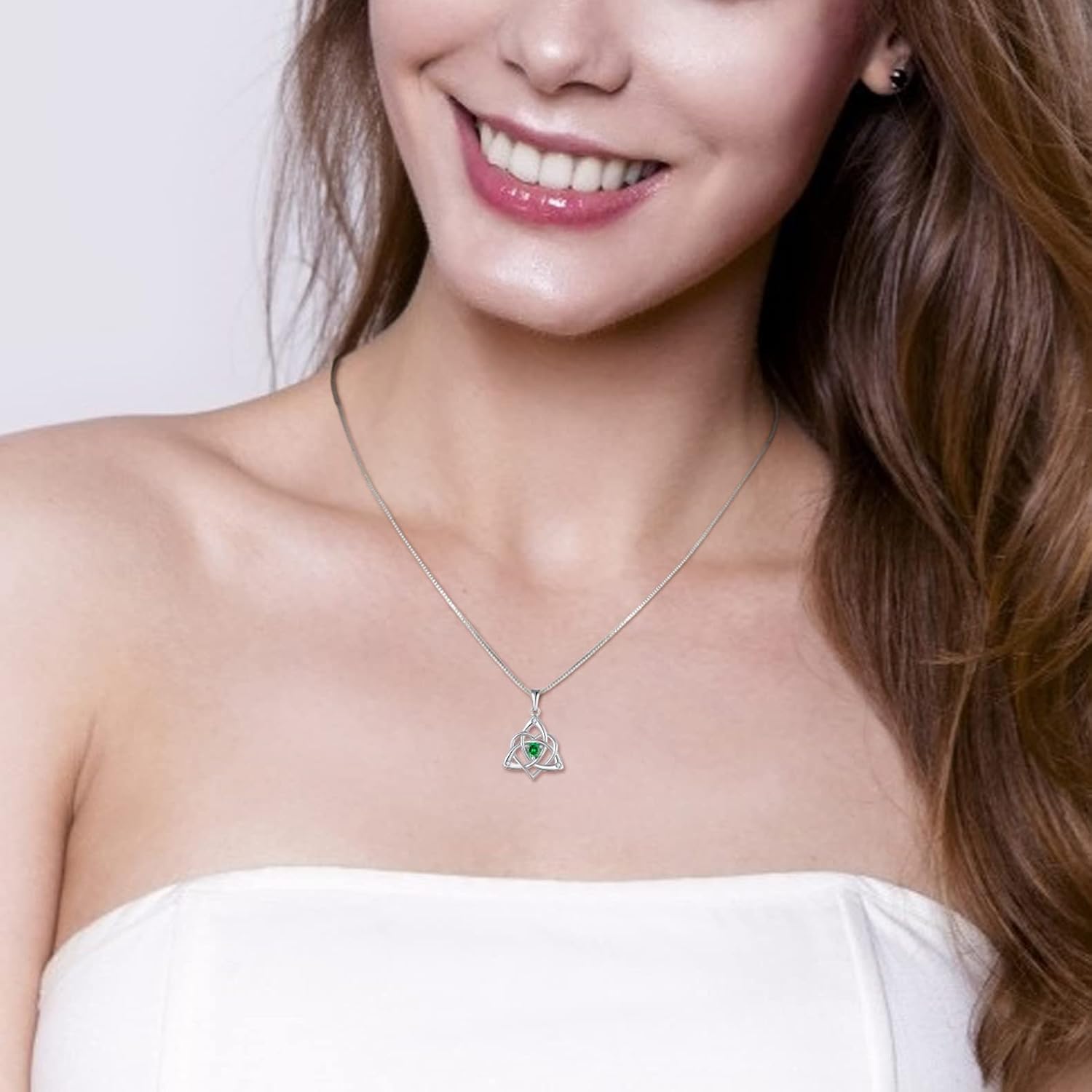Starchenie Celtic Knot Necklace 925 Sterling Silver Heart 3A Birthstone Necklace for Women – Bild 4