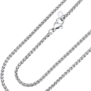 PROSTEEL Wheat Chain Men's Necklace Stainless Steel Chain Women's Link Chain Jewellery Men's Chain 46 to 76 cm Long Selectable 2/3/6/9 mm Wide in Silver/Black/Gold