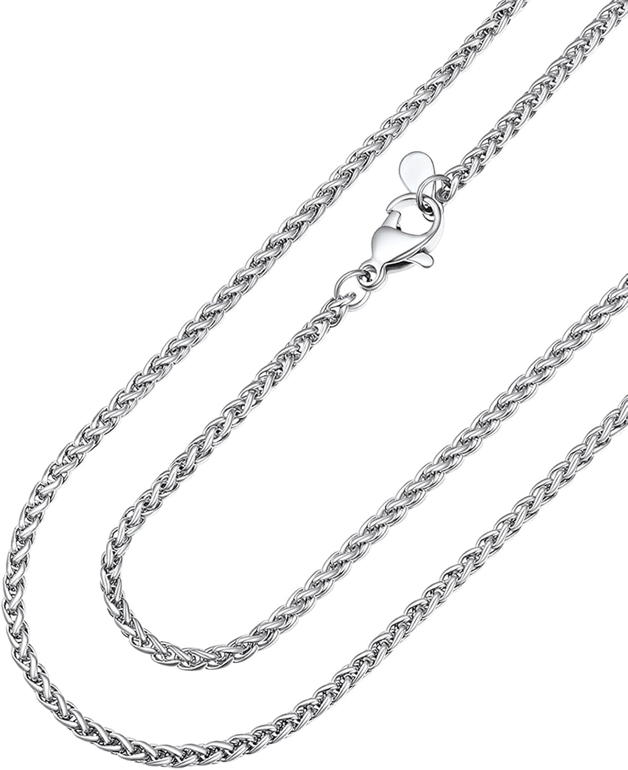 PROSTEEL Wheat Chain Men's Necklace Stainless Steel Chain Women's Link Chain Jewellery Men's Chain 46 to 76 cm Long Selectable 2/3/6/9 mm Wide in Silver/Black/Gold