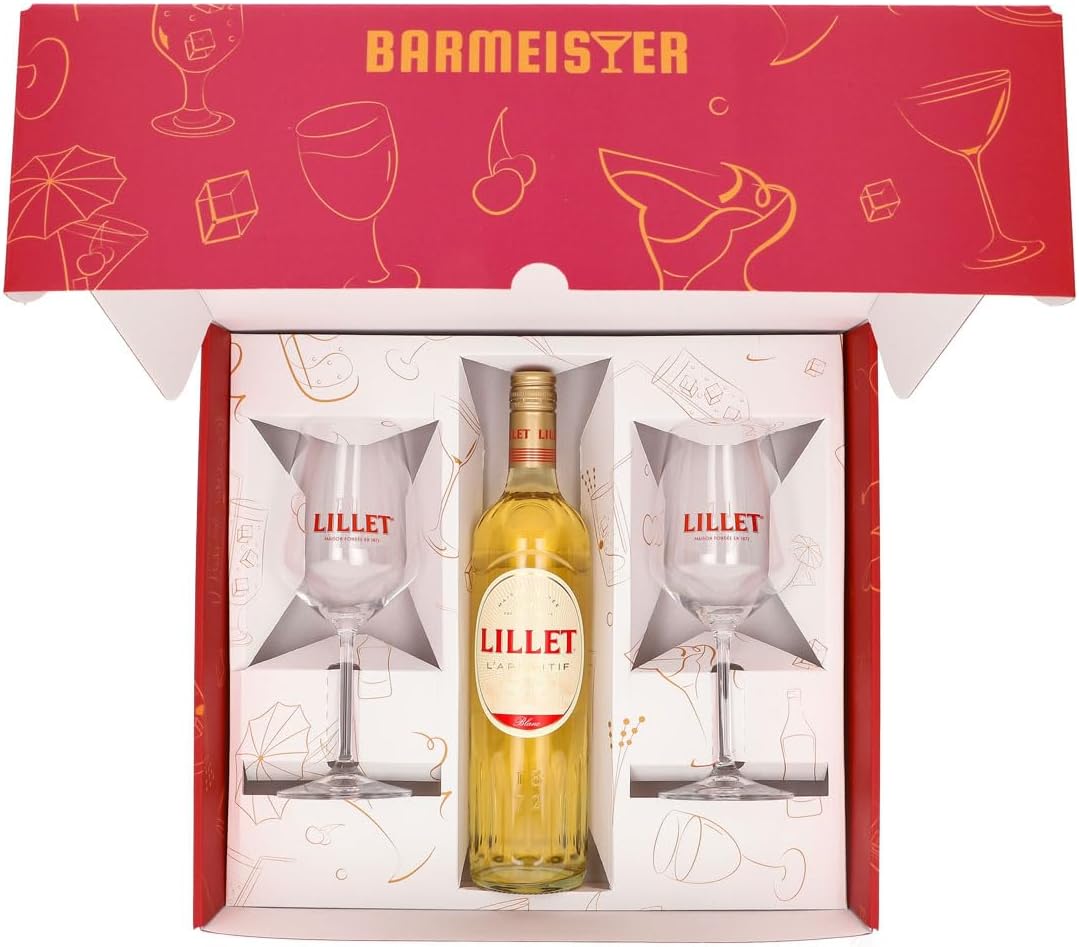 Sipply Gift Set 3-Piece with 2 Balloon Glasses and 1 Bottle Lillet 0.7 L 17.0% Vol. | with Gift Box: Pink | Gift for Women Men Mum Dad Girlfriend for Christmas Easter Valentine's Day – Bild 5
