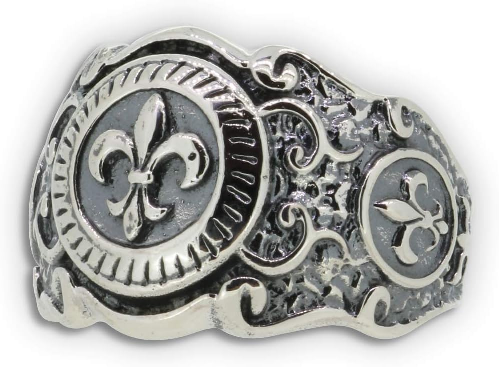 Bourbon Lily Men's Ring Fleur de Lys French Lily Ring Silver Ring Band Ring Men Ring – Bild 3