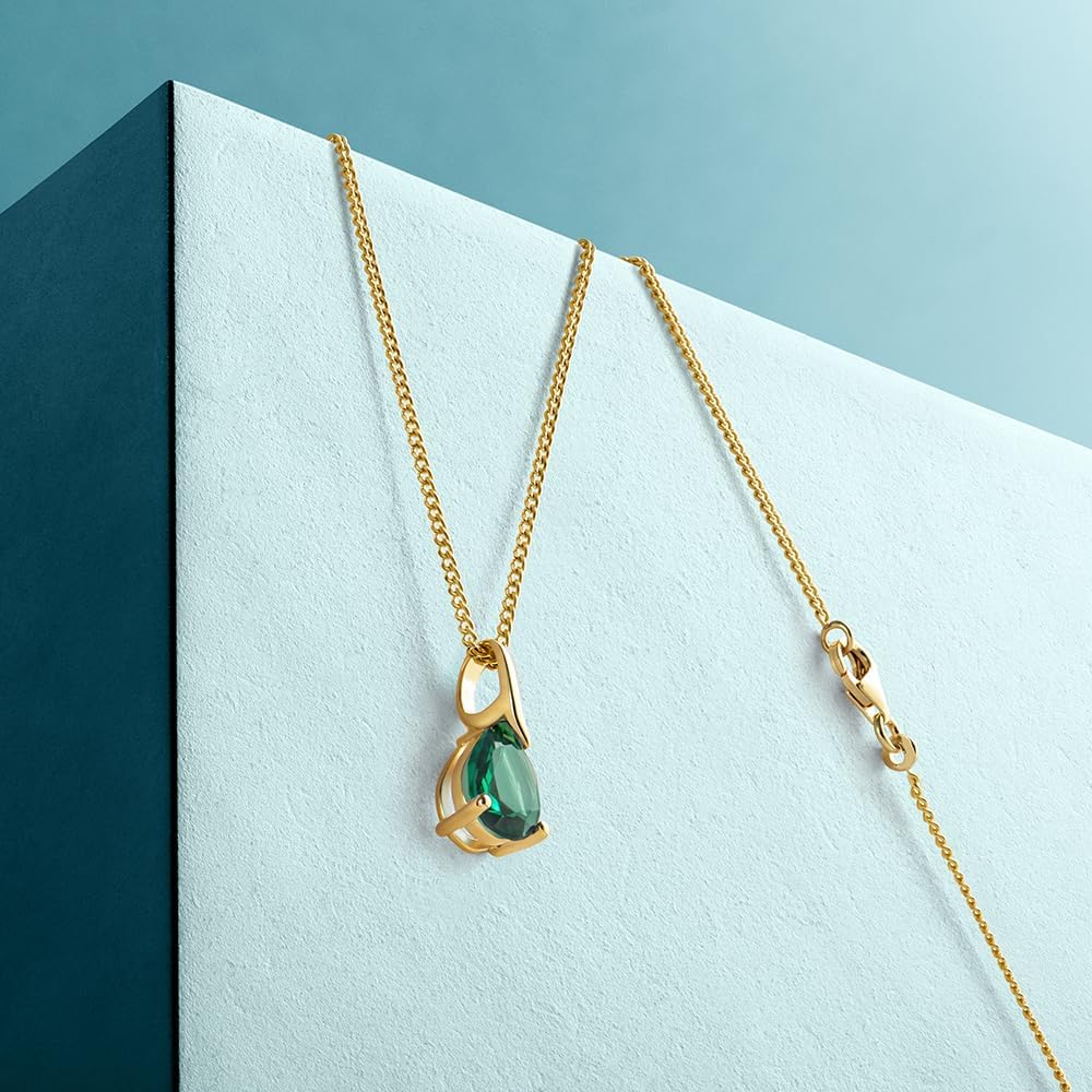 MIORE Jewellery Women's 18 K Gold-Plated Silver Chain/Chain with Pendant 9 K 375 Yellow Gold/White Gold, Gemstone Necklace with Sapphire/Ruby/Emerald/Topaz/Amethyst Necklace for Women in High-Quality – Bild 3