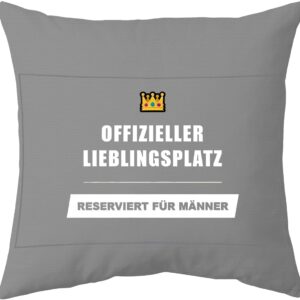 Official Favourite Place Gift Cushion Cover 45 x 45 cm, Funny Gifts for Men, Decorative Cushion with Crown & Reserved, Birthday Gift for Men, Personalised Men's Gifts