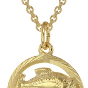 trendor 75940-03 Zodiac Sign Pisces Gold 333 Pendant Diameter 16 mm + Necklace