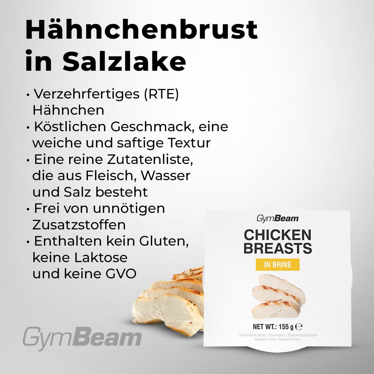 GymBeam Chicken Breast in Brine 12 x 155 g - Ready-to-Eat Chicken Fillet with High Protein Content, Low Fat, Gluten, Lactose and GMO, Ideal for Meal Prep, Salads and Fitness Snacks – Bild 3