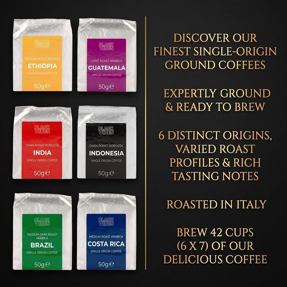 Black Vibes - Gift Set World's Coffees Ground Coffee 300 g (6 x 50 g) – Bild 6