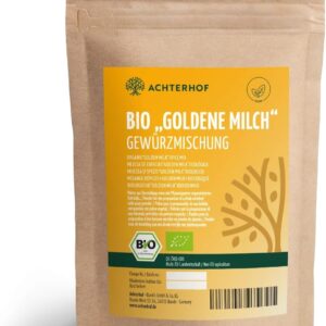 Golden Milk Spice Mix Organic 500 g Basic Ingredients for Golden Milk Ready Mixed with Turmeric Powder, Ginger Powder and Ceylon Cinnamon from Achterhof