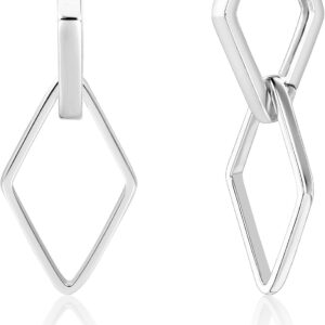 ALEXCRAFT Earrings Silver 925 Hanging Square Hoop Earrings with Pendant for Women Gift for Women Girlfriend Mum Girls