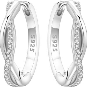 Zirkonia 925 Sterling Silber Ohrringe Damen Creolen Silber Creolen Damen Earrings For Women Geschenke für Frauen, Mütter und ihre Lieben