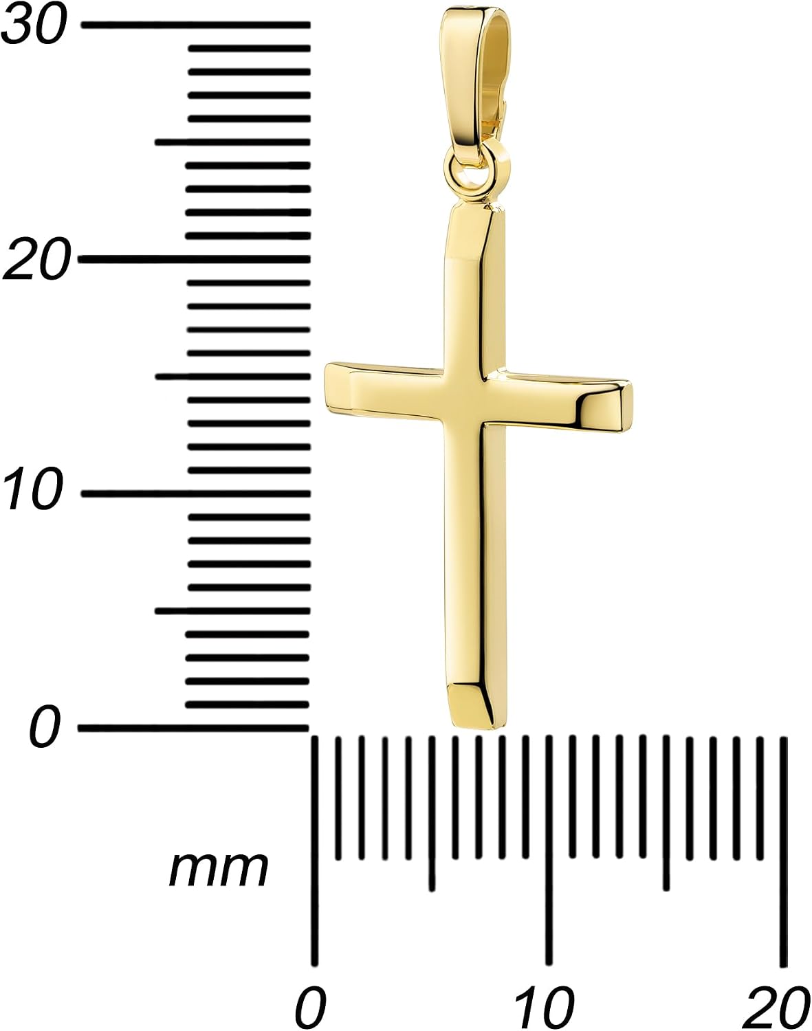 Women's Pendant 750 Gold 18 Carat Yellow Gold Cross Pendant Real Gold with Flattened Edges Cross with Necklace or without Chain Selectable – Bild 2