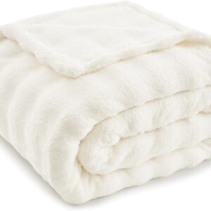 Topfinel Bubble Blanket Cuddly Blanket Fluffy White – 150 x 200 cm Sofa Blanket & Couch Blanket Made of Imitation Wool Blanket, Warm Fleece for Living Room Decoration Aesthetic Blanket, Soft Blanket