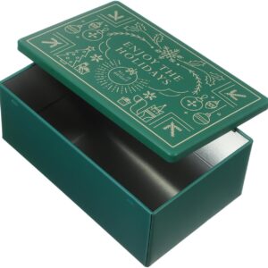 STOBAZA Christmas Square Christmas Cookie Tin Metal Biscuit Tin for Cookies Pastries Sweets and Biscuits Green