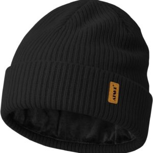 ATNKE Unisex Knitted Beanie Hat, Stretchy Thick Warm Fleece Lined Everyday Winter Soft with Cuffs Wooly Skull Hat Gifts for Men Dads and Women