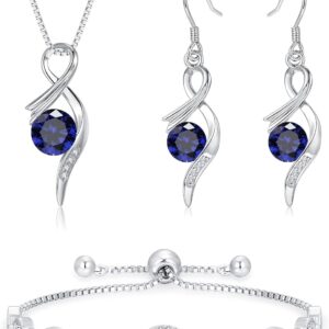 Women’s Silver Jewellery Set, 3 Pieces, 925 Sterling Silver Necklace & Earrings & Bracelet Set with AAAAA Cubic Zirconia, Infinity Silver Jewellery Women’s 925 Gift for Birthday, Mother’s