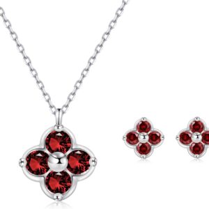 Women’s Clover Birthstone Jewellery Set in 925 Sterling Silver